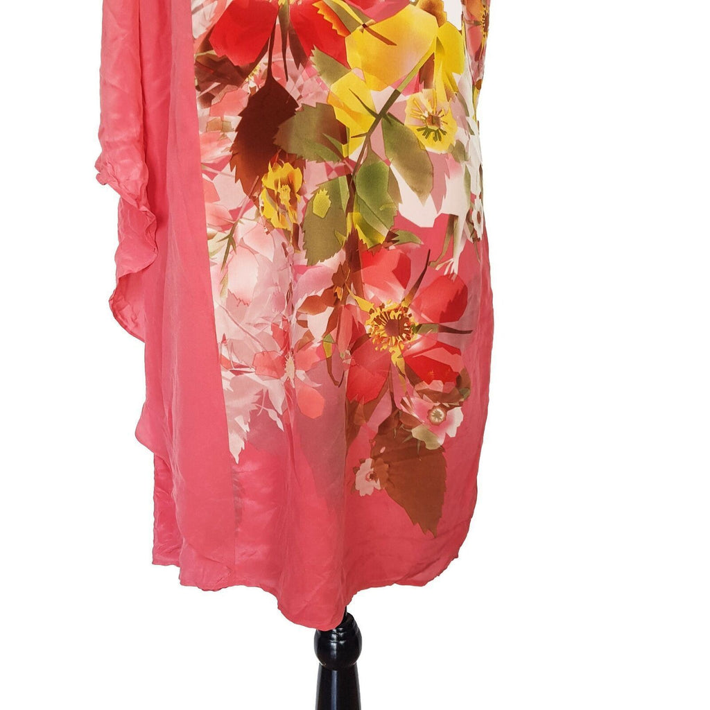 BELLE BY OASIS One Shoulder Floral Print Silky Kaftan Chiffon Dress Size 18 NWT