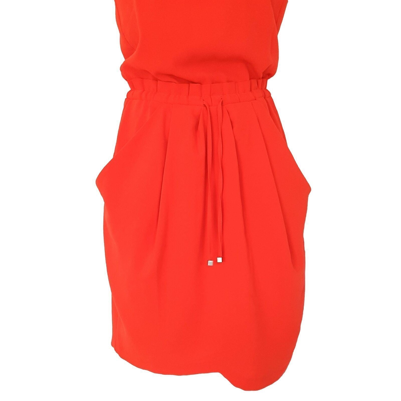 Sheike Bright Fluoro Orange Halter Sheath Dress Summer Party Cocktail Size 6 XS