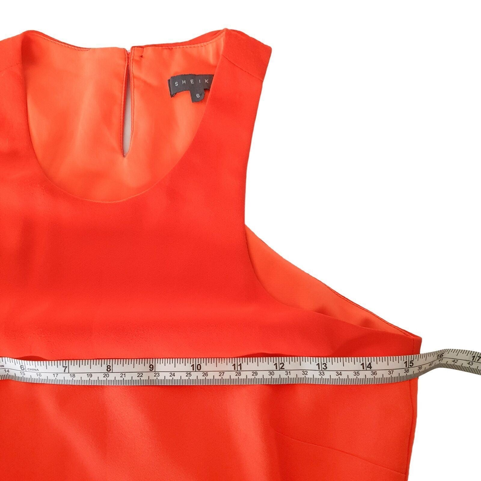 Sheike Bright Fluoro Orange Halter Sheath Dress Summer Party Cocktail Size 6 XS