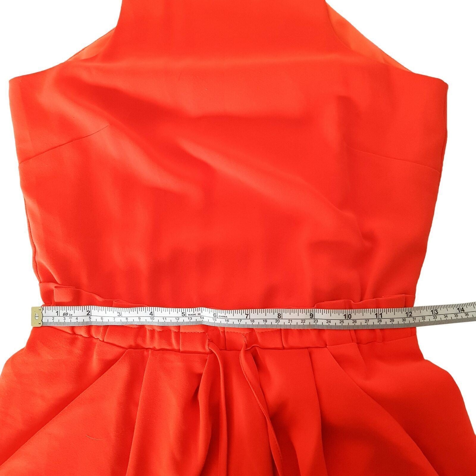 Sheike Bright Fluoro Orange Halter Sheath Dress Summer Party Cocktail Size 6 XS