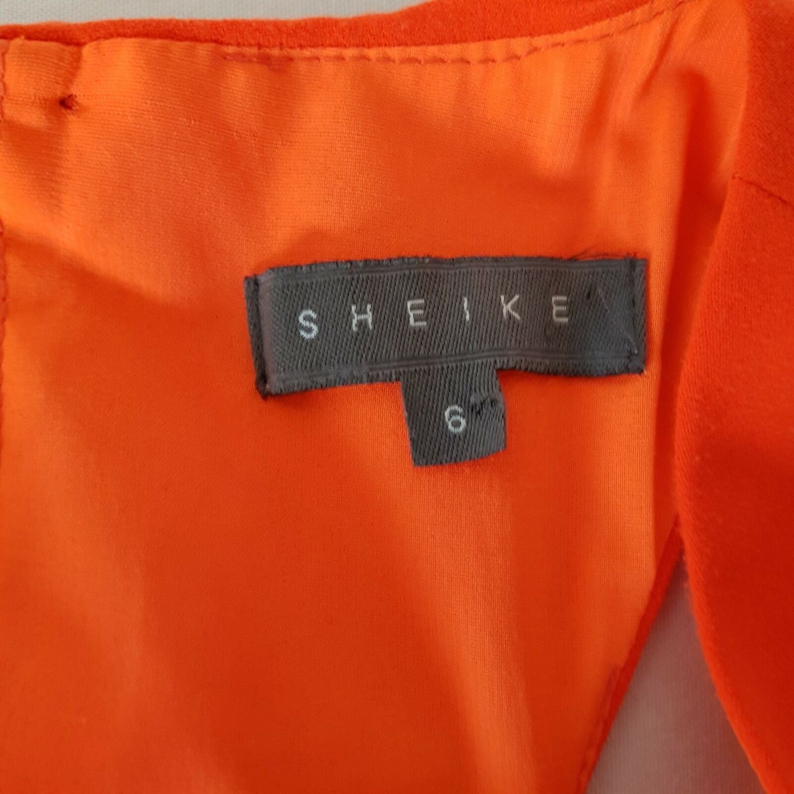 Sheike Bright Fluoro Orange Halter Sheath Dress Summer Party Cocktail Size 6 XS