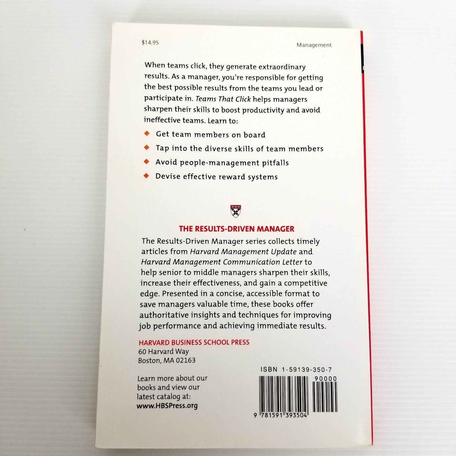Teams That Click: A Timesaving Guide HBS Harvard Business School Press Book