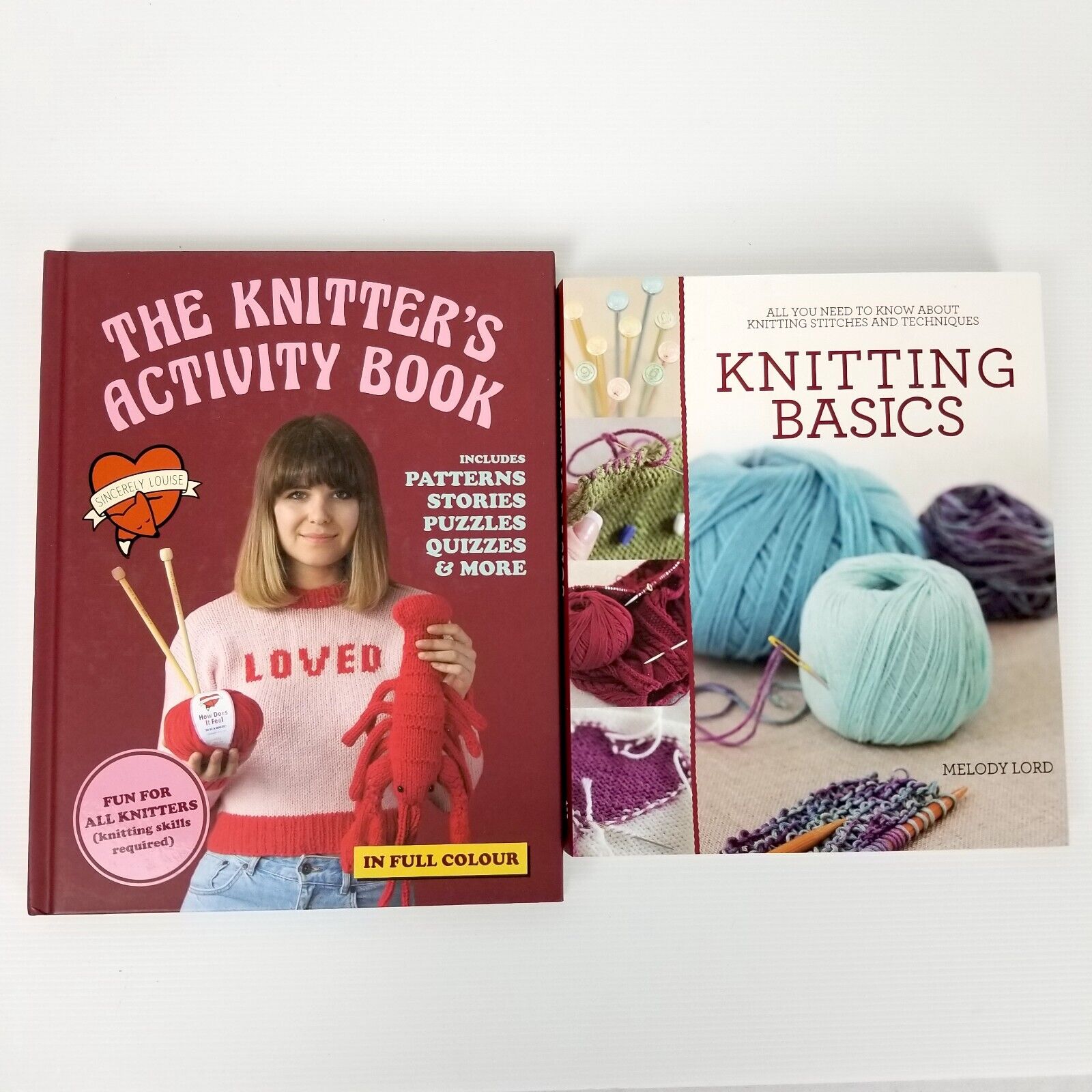 2x Knitting Books: Knitting Basics & The Knitters Activity Book Hardcover