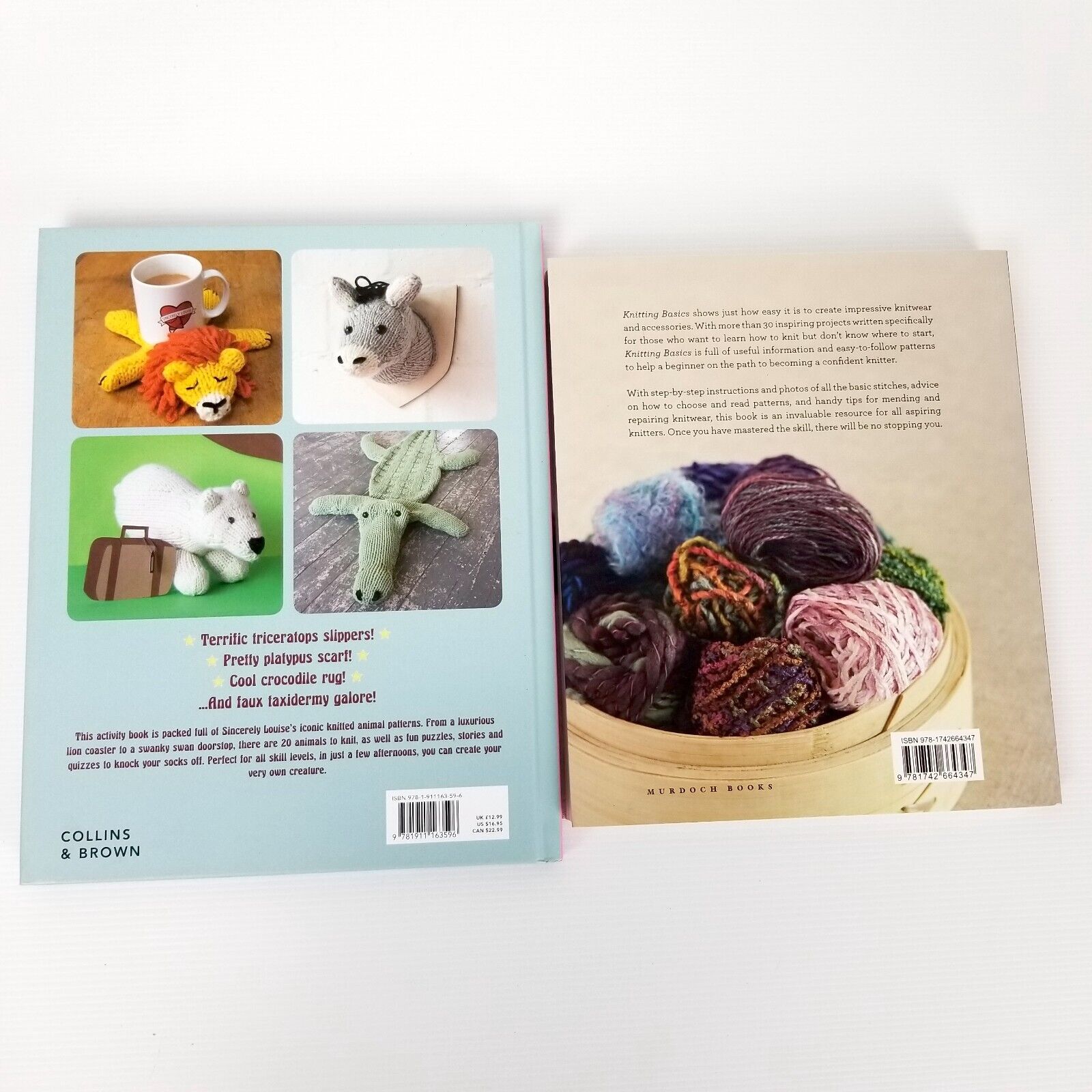 2x Knitting Books: Knitting Basics & The Knitters Activity Book Hardcover