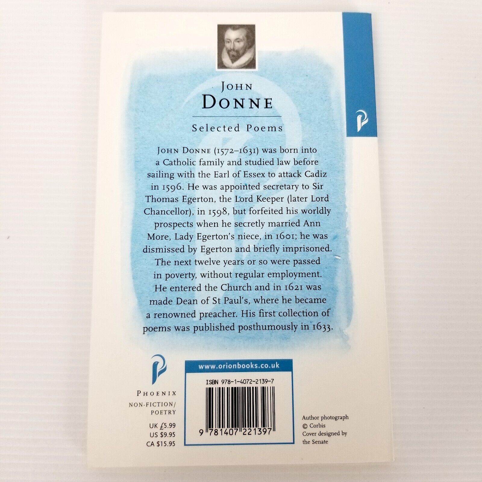John Donne (1572-1631) Selected Poems Mini Book Phoenix Poetry Orion Books New