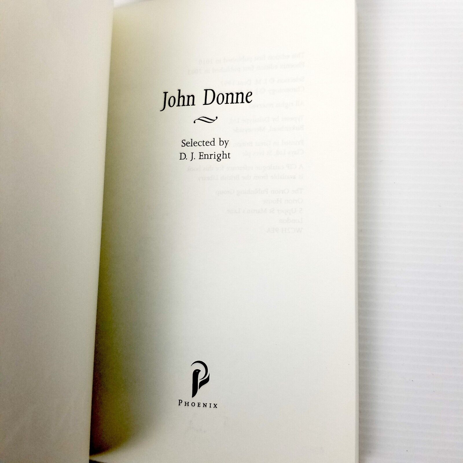 John Donne (1572-1631) Selected Poems Mini Book Phoenix Poetry Orion Books New