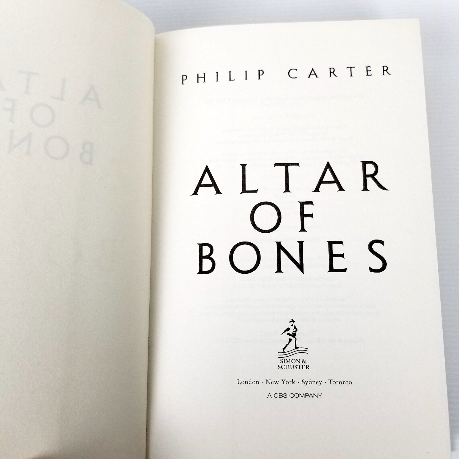 Altar of Bones by Philip Carter (Hardcover, 2011) Thriller Action Novel Book