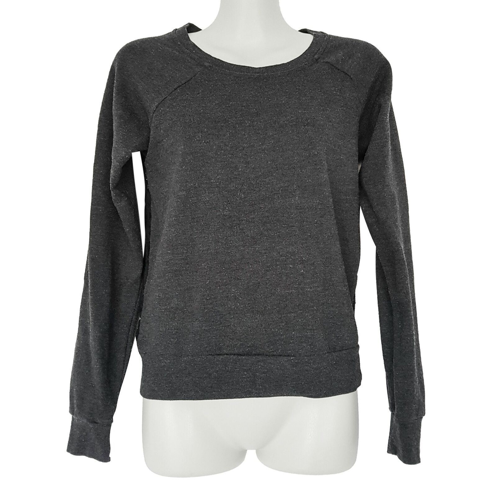 GIRL XPRESS Dark Grey Sheer Floral Lace Back Women's Long Sleeve Sweater Petite