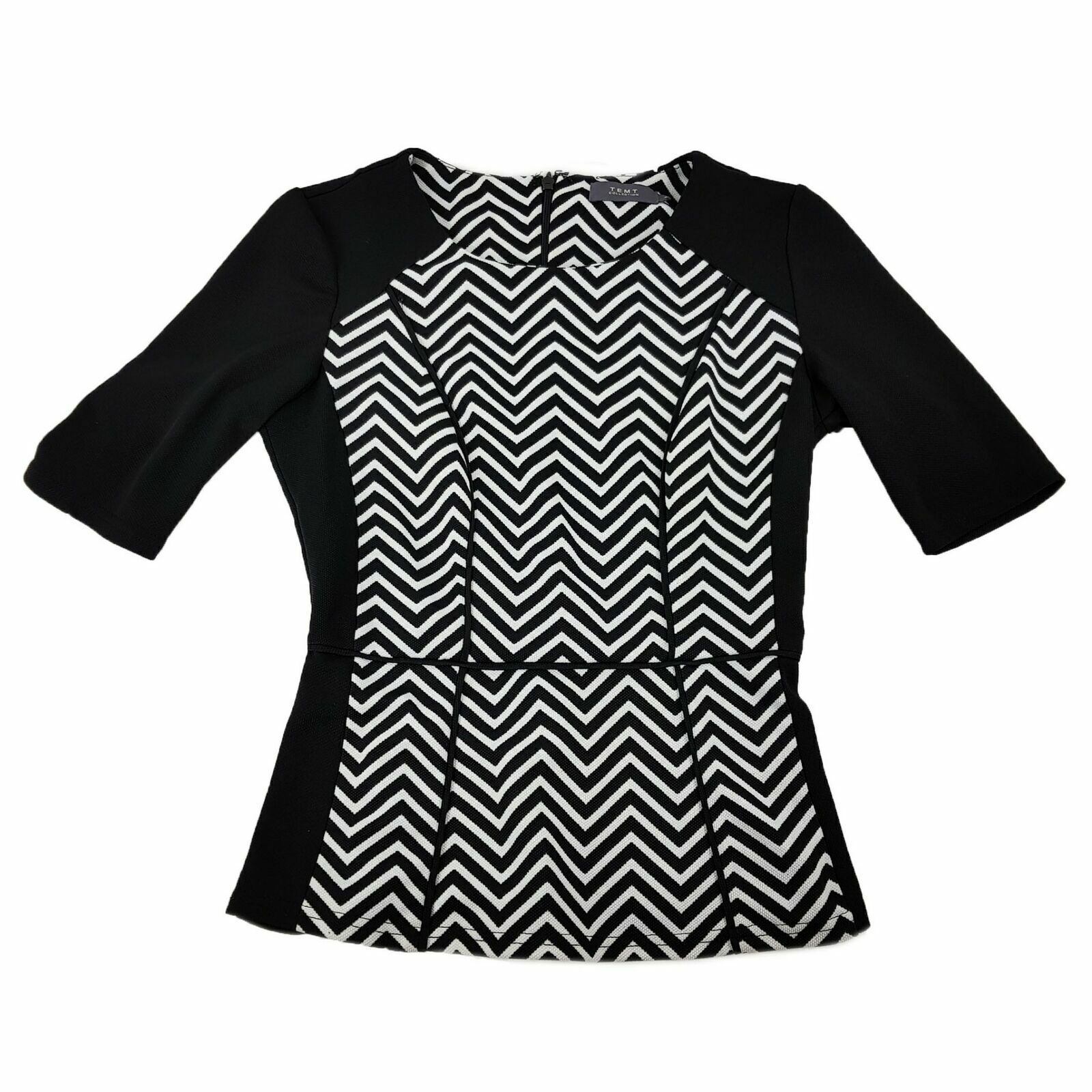 TEMT Black White Zigzag Print Women Business Office Work Wear Ladies Top Blouse