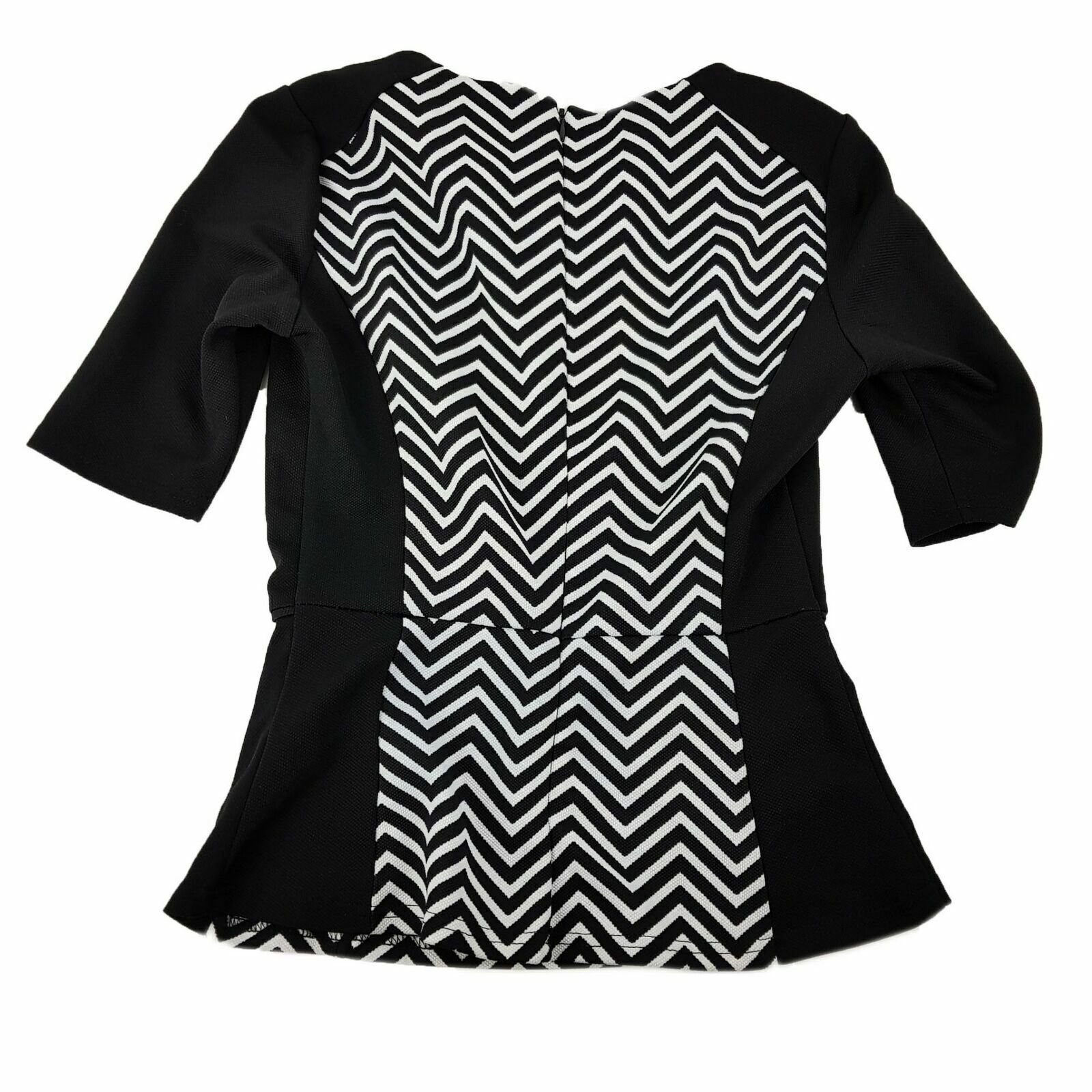 TEMT Black White Zigzag Print Women Business Office Work Wear Ladies Top Blouse