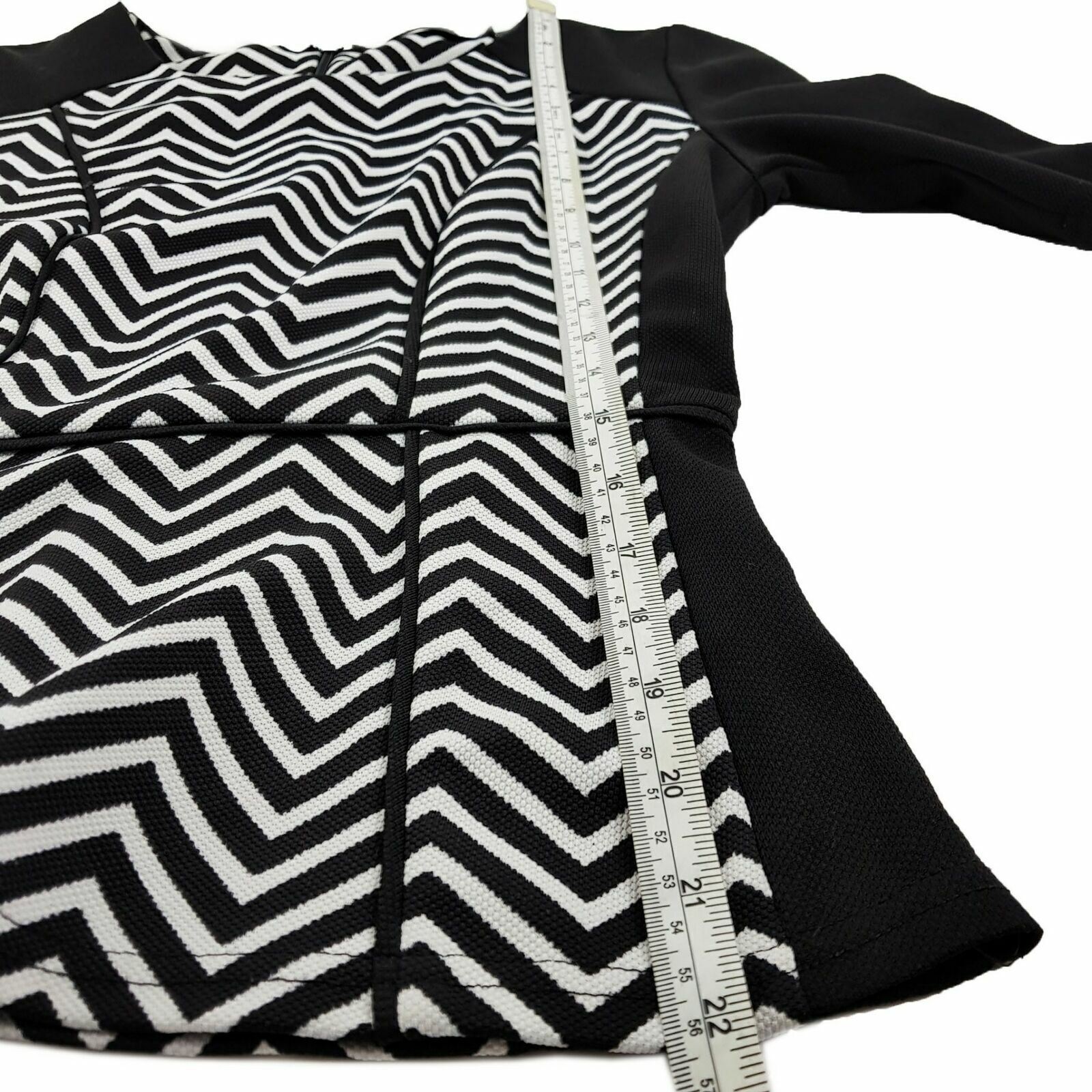 TEMT Black White Zigzag Print Women Business Office Work Wear Ladies Top Blouse