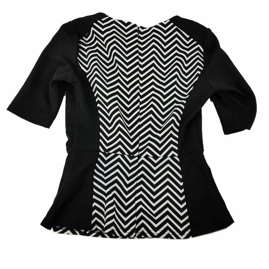 TEMT Black White Zigzag Print Women Business Office Work Wear Ladies Top Blouse