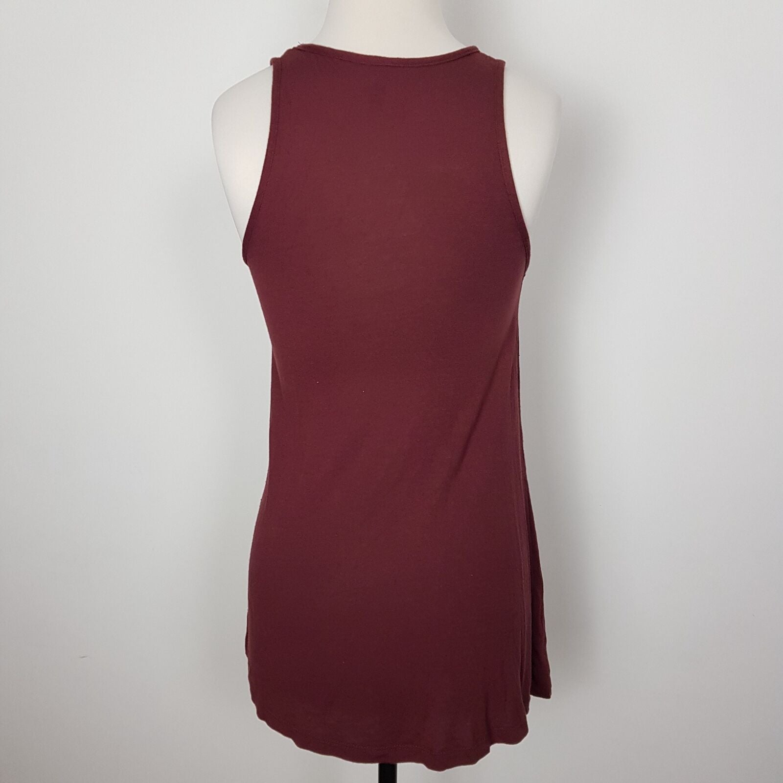 Miss Shop Casual Burgundy Maroon Red Sleeveless Womens Racerback Long Tank Top 8