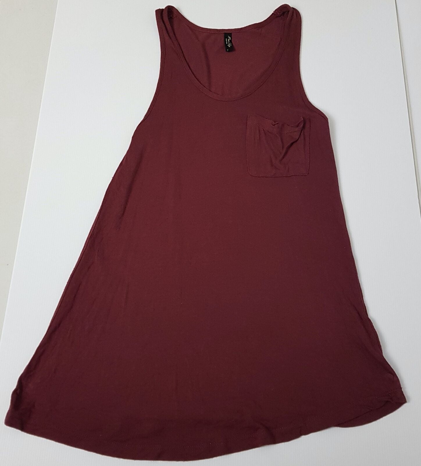 Miss Shop Casual Burgundy Maroon Red Sleeveless Womens Racerback Long Tank Top 8