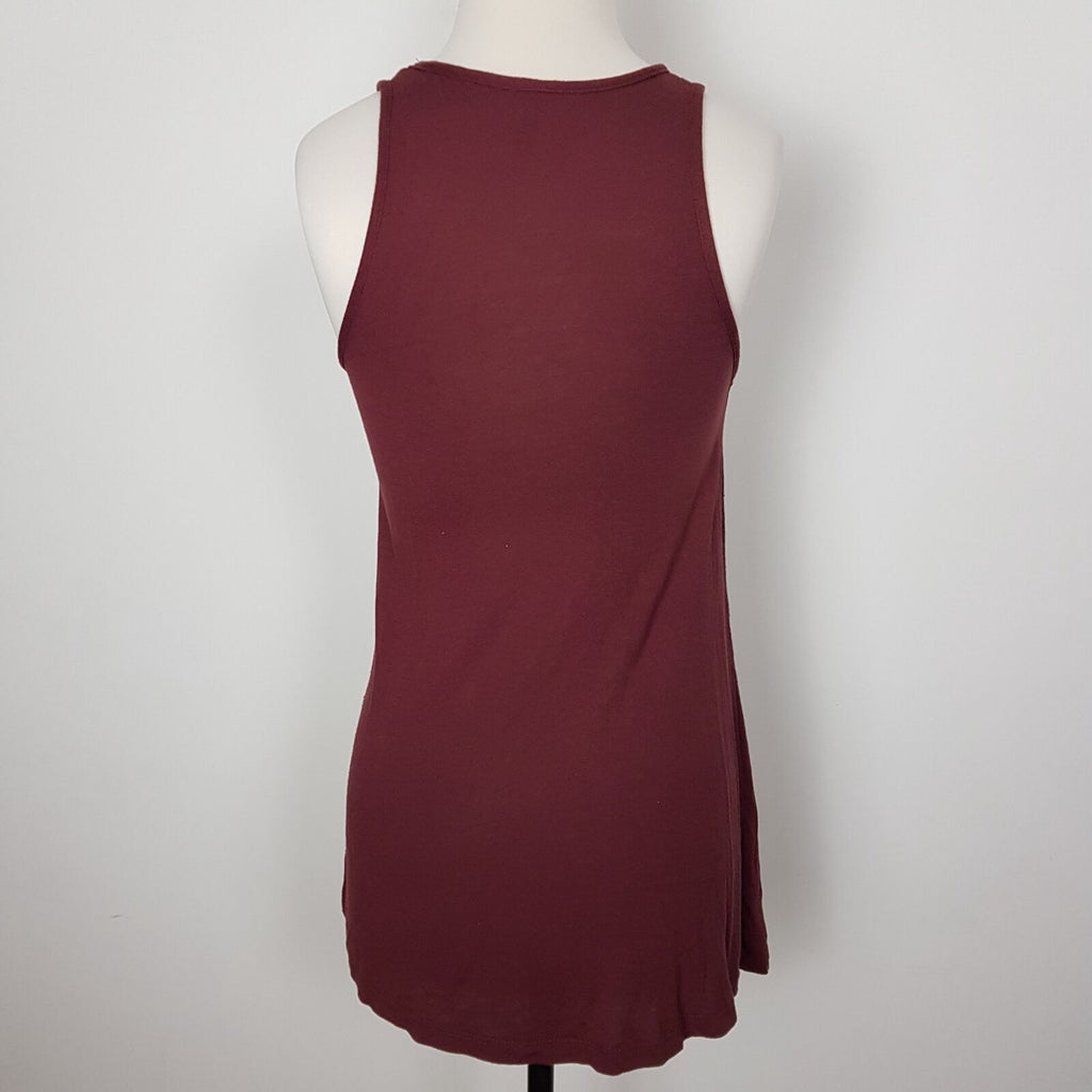 Miss Shop Casual Burgundy Maroon Red Sleeveless Womens Racerback Long Tank Top 8