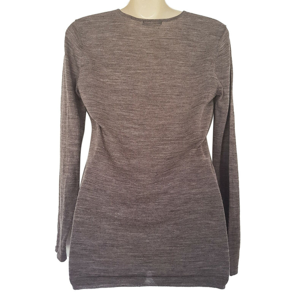 Chelsea Knit Top Embellished Long Sleeve Grey Round Neck Pullover Blouse Wool