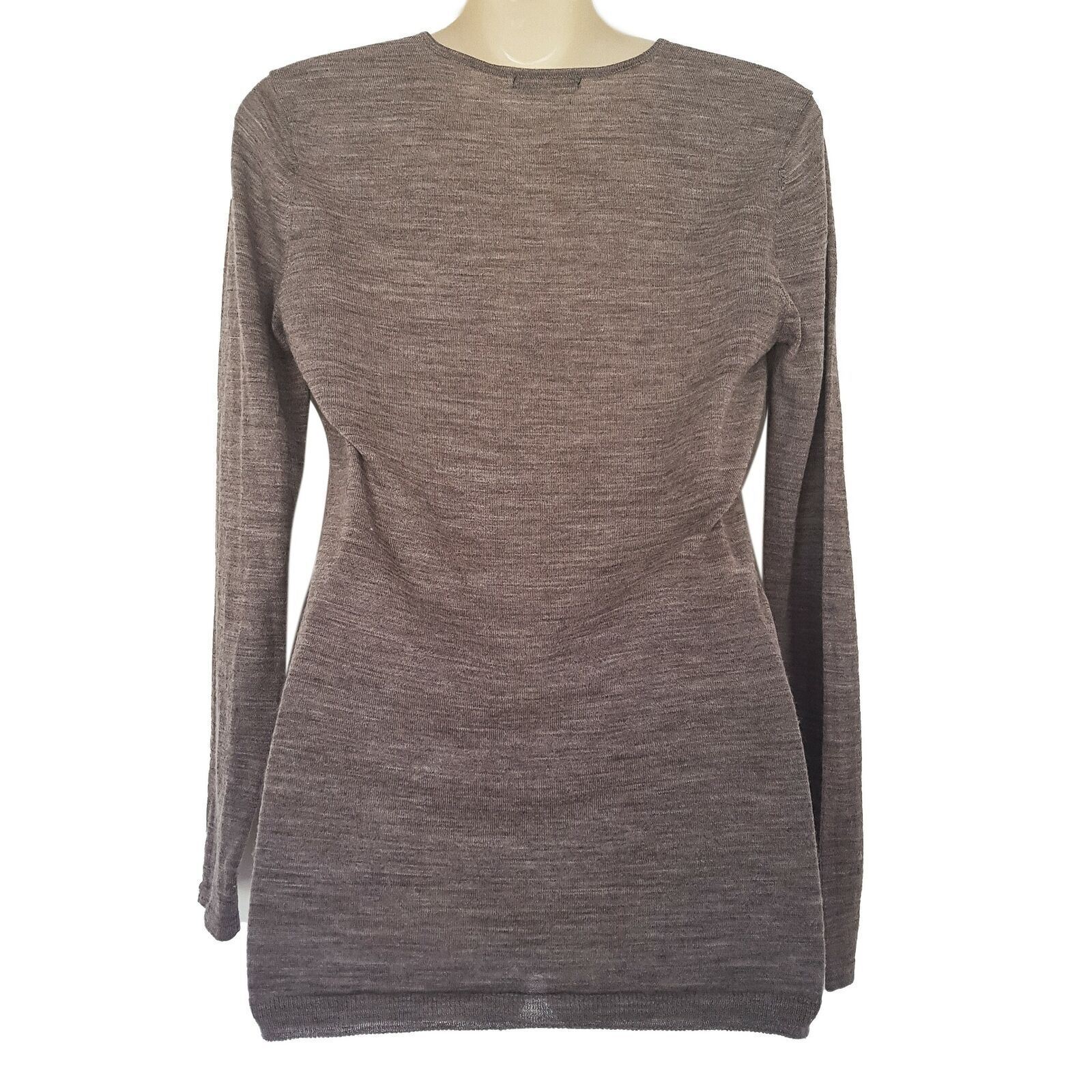 Chelsea Knit Top Embellished Long Sleeve Grey Round Neck Pullover Blouse Wool