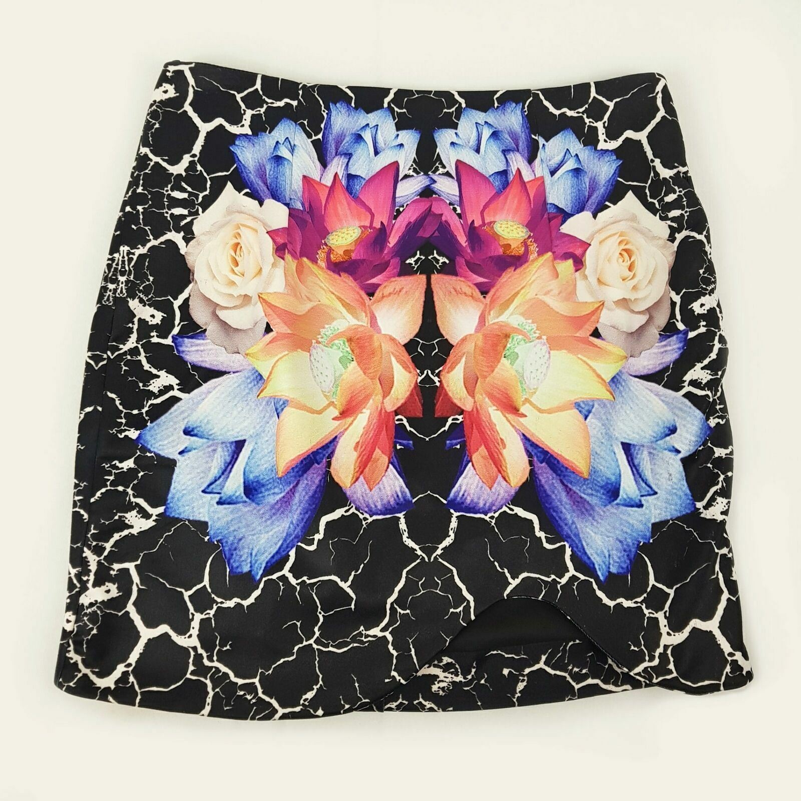 Women's Black Blue Pink Beige Floral Casual Work Party Cocktail Office Skirt