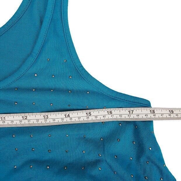 TEASEL Blue Sleeveless Sequined Blouse Crop Top Summer Beach Party Ladies Wear