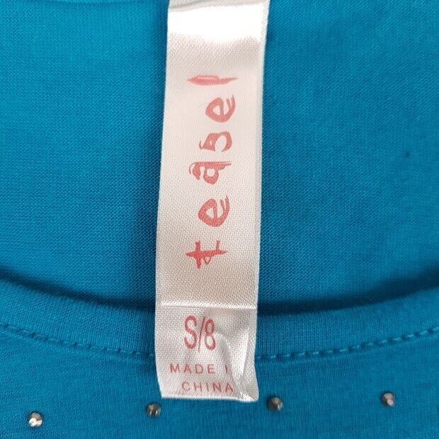 TEASEL Blue Sleeveless Sequined Blouse Crop Top Summer Beach Party Ladies Wear