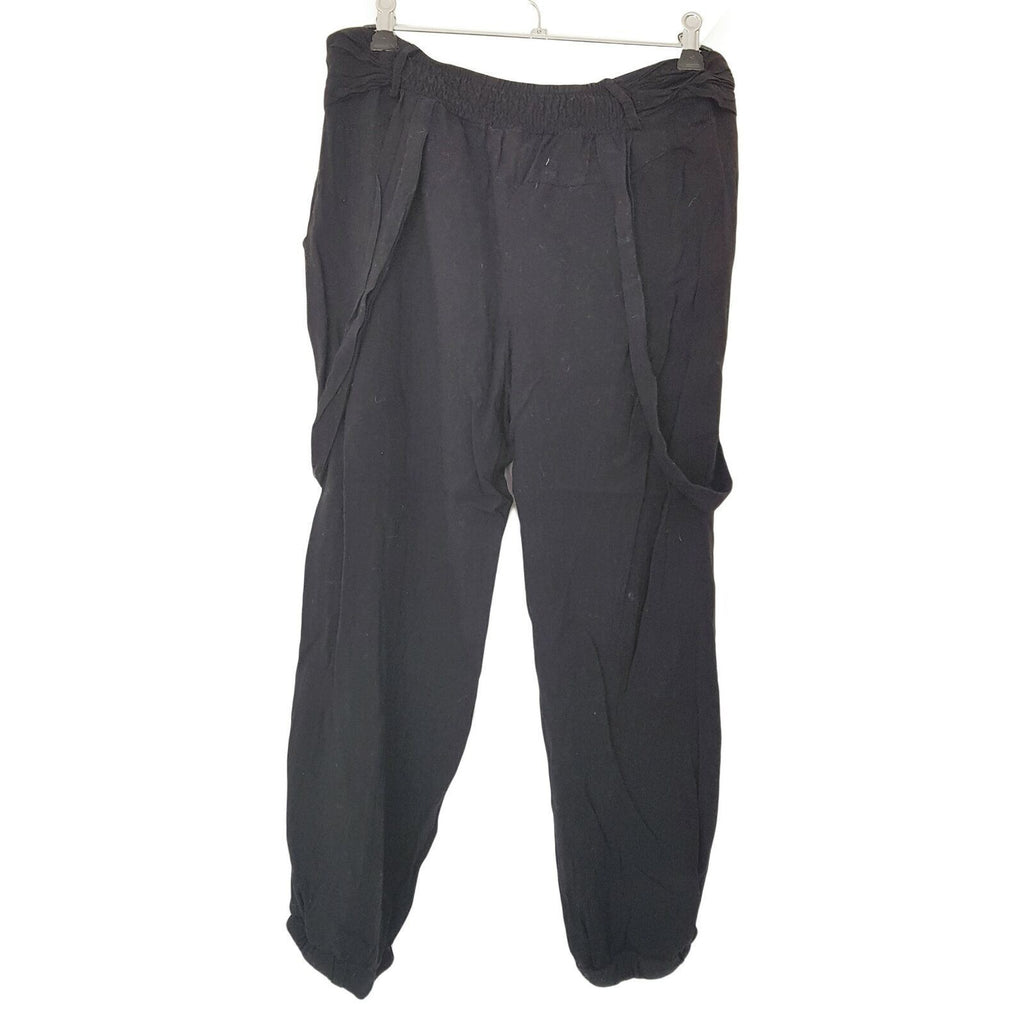 Angel Biba Black High Waist Women's Capri Tapered Pants With Elastic Waist Band