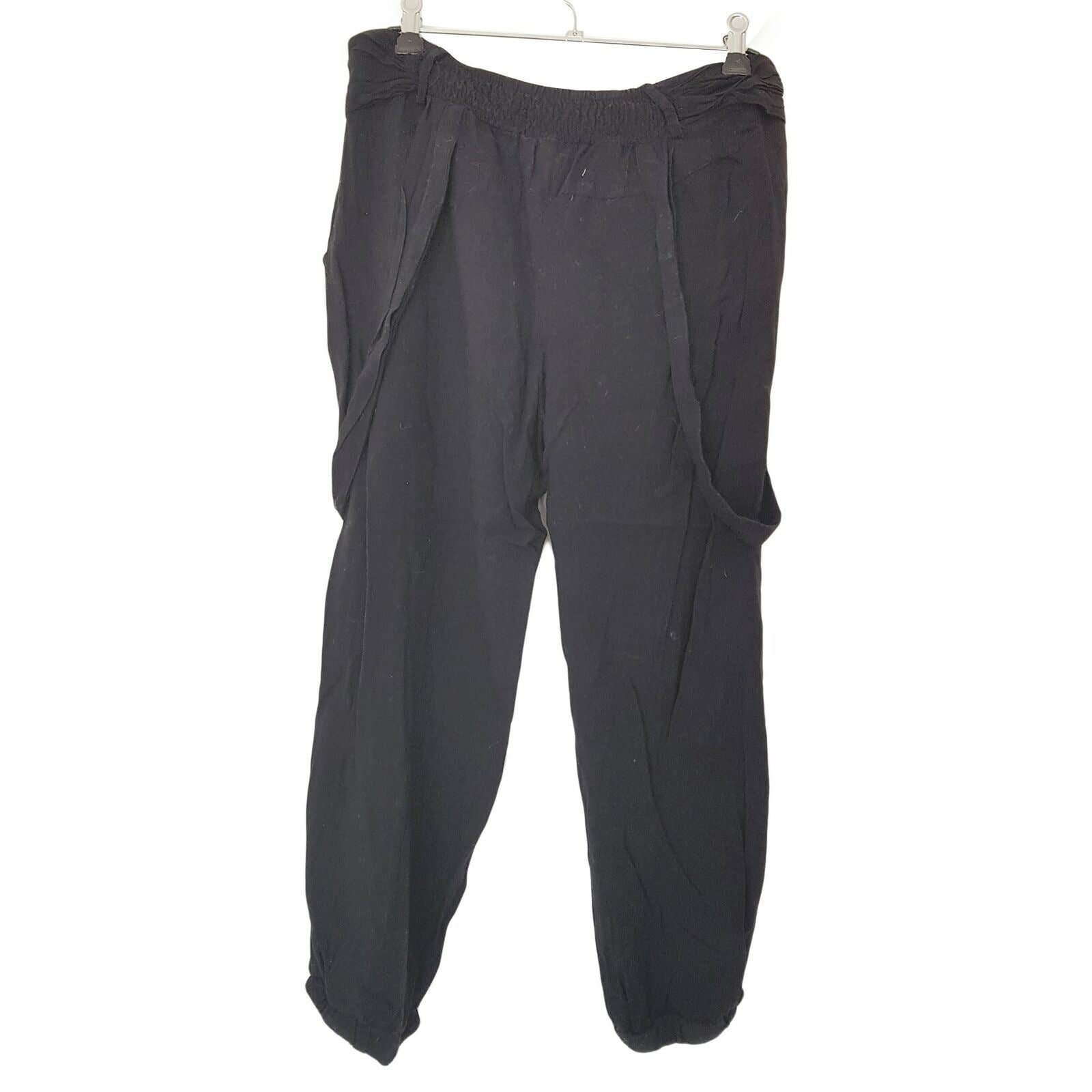 Angel Biba Black High Waist Women's Capri Tapered Pants With Elastic Waist Band