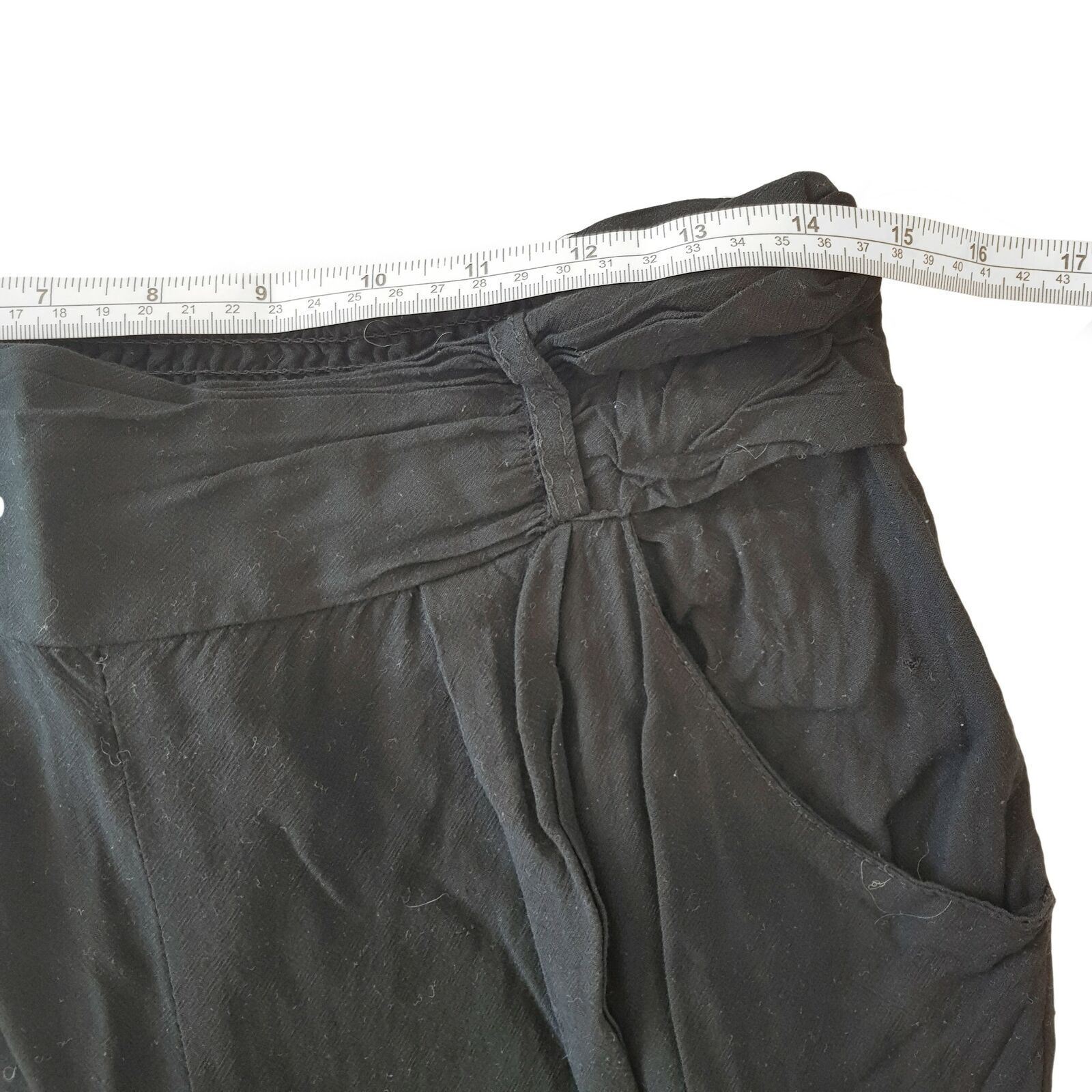 Angel Biba Black High Waist Women's Capri Tapered Pants With Elastic Waist Band