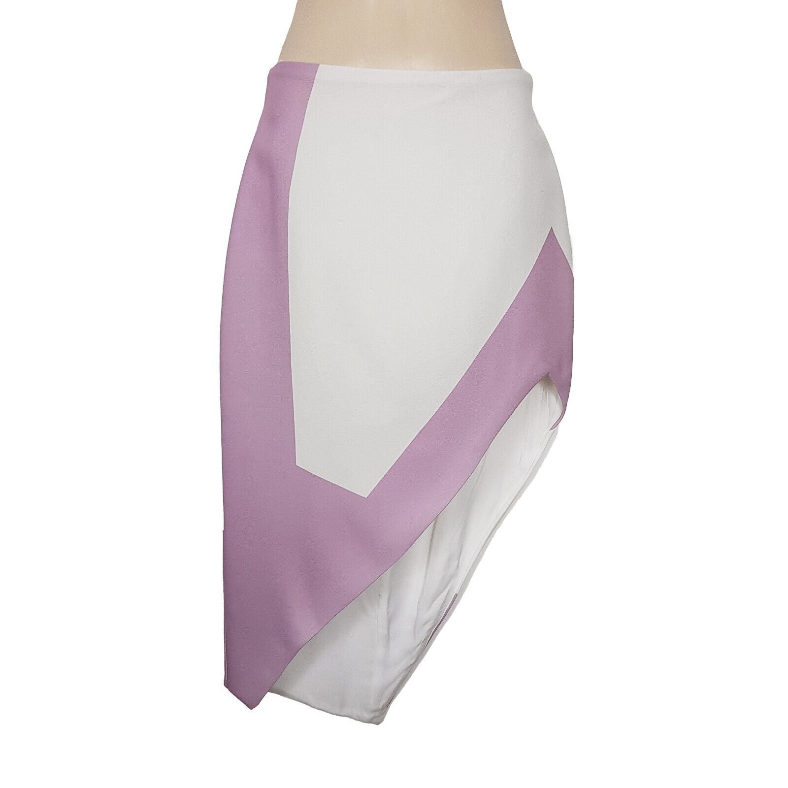 By Johnny Australian Designer Purple White Asymmetrical Midi Pencil Skirt NWOT