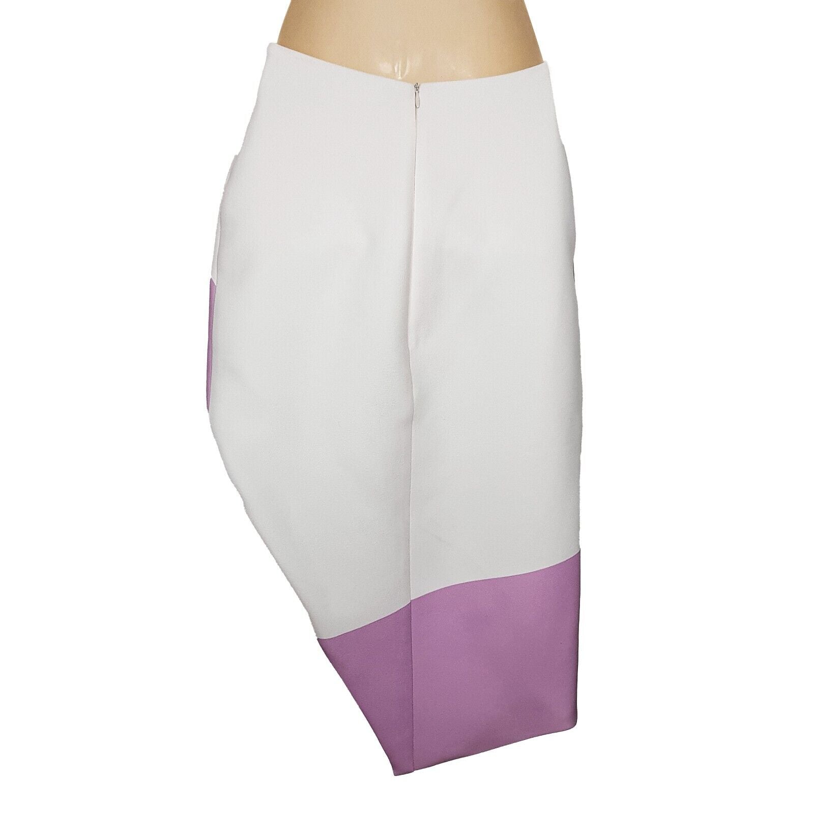 By Johnny Australian Designer Purple White Asymmetrical Midi Pencil Skirt NWOT