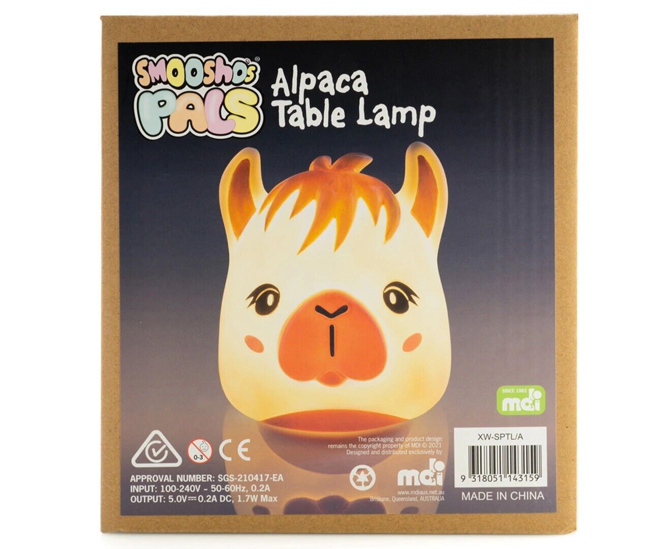 Smoosho's Pals Alpaca Table Lamp with Bulb White, Kids Night Light LED Brand New