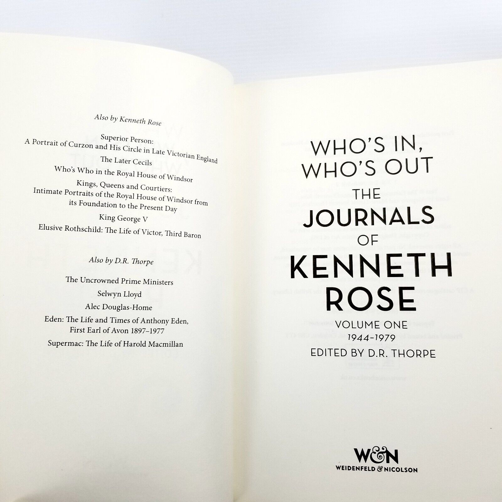 Who's In, Who's Out: The Journals of Kenneth Rose Volume One 1944-1979 Hardcover