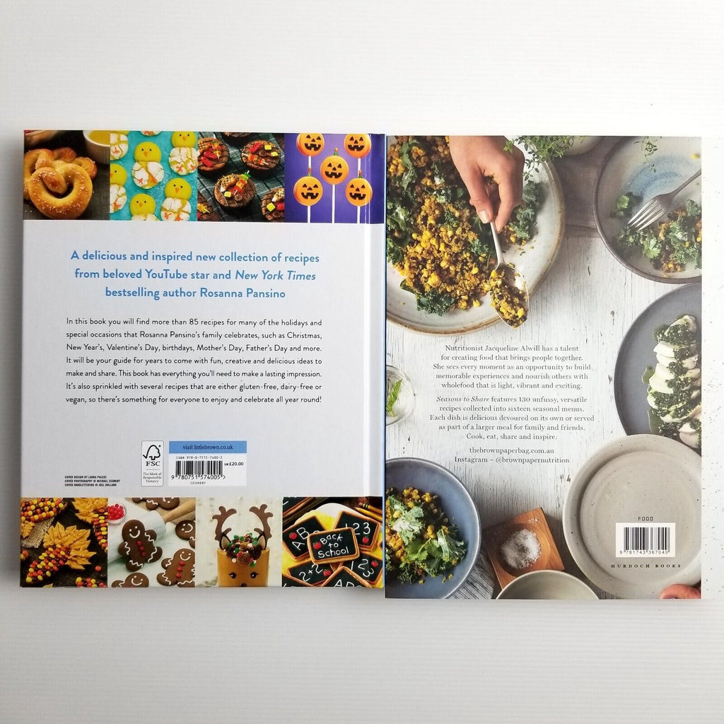 2x Cookbooks Rosanna Pansino Baking & Jacqueline Alwill Seasons to Share Recipes