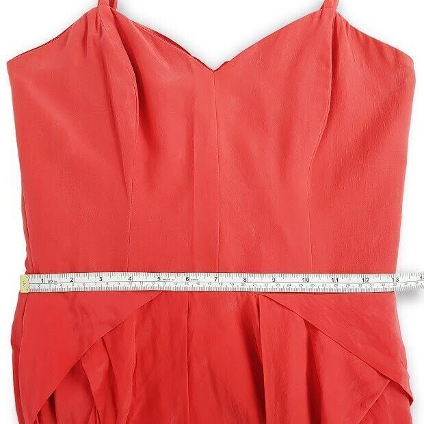 Very Very Red Dress Size 8 100% Silk Spaghetti Strap Sweetheart Cocktail Sheath