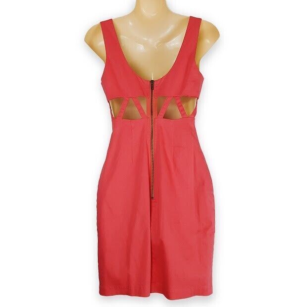 Ladakh Salmon Pink Size 6 Pencil Dress Sleeveless Cut Out Fitted Cocktail Party