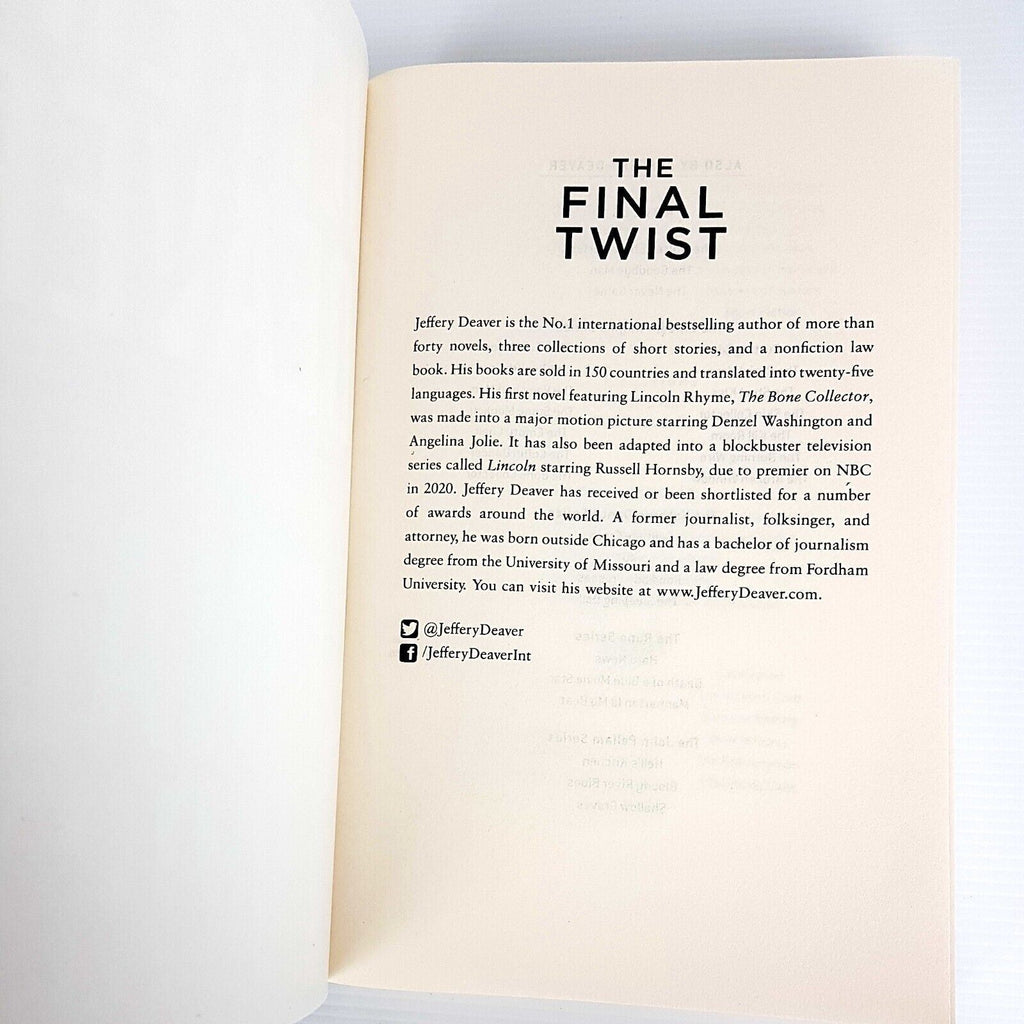 The Final Twist (Colter Shaw Thriller, Book 3) by Jeffery Deaver Paperback New
