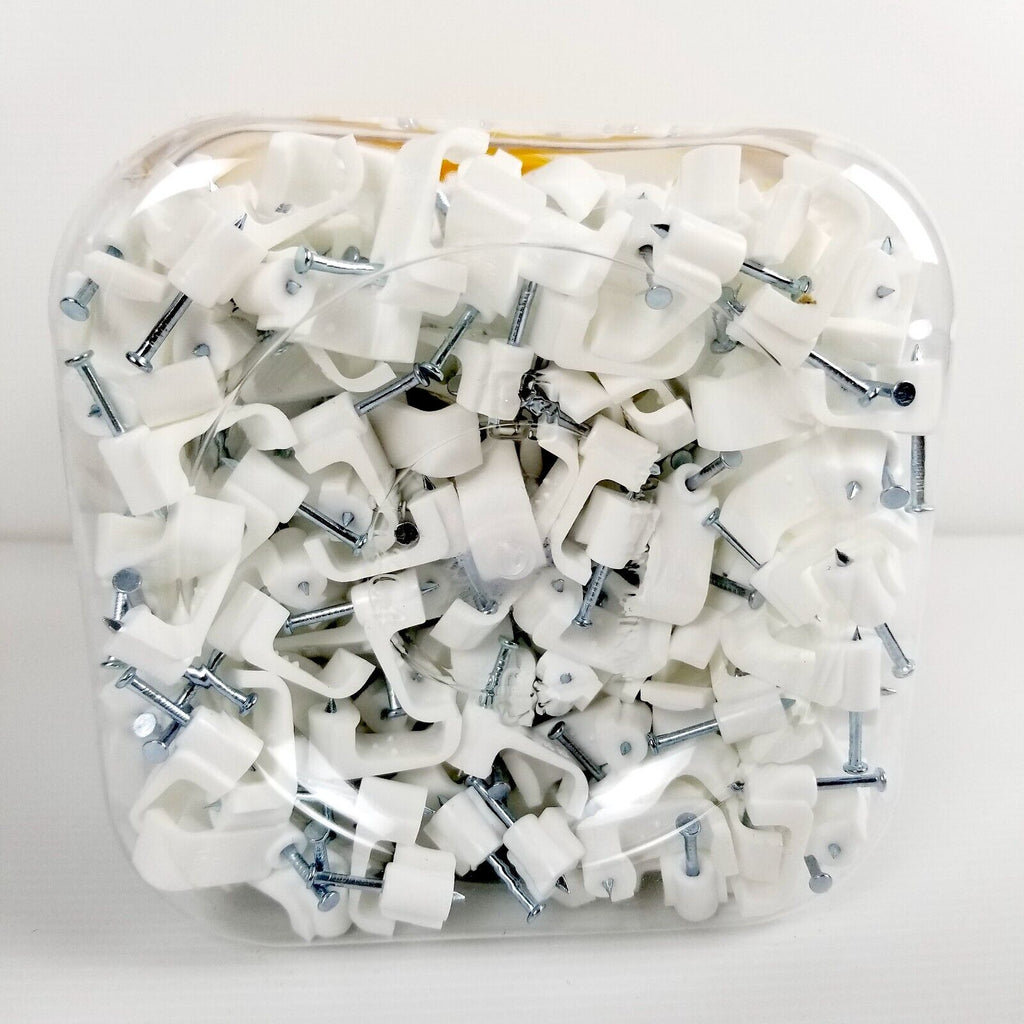 HPM 500-pack 15MM Flat Electrical Cable Clip with Captive Steel Nail White Bulk