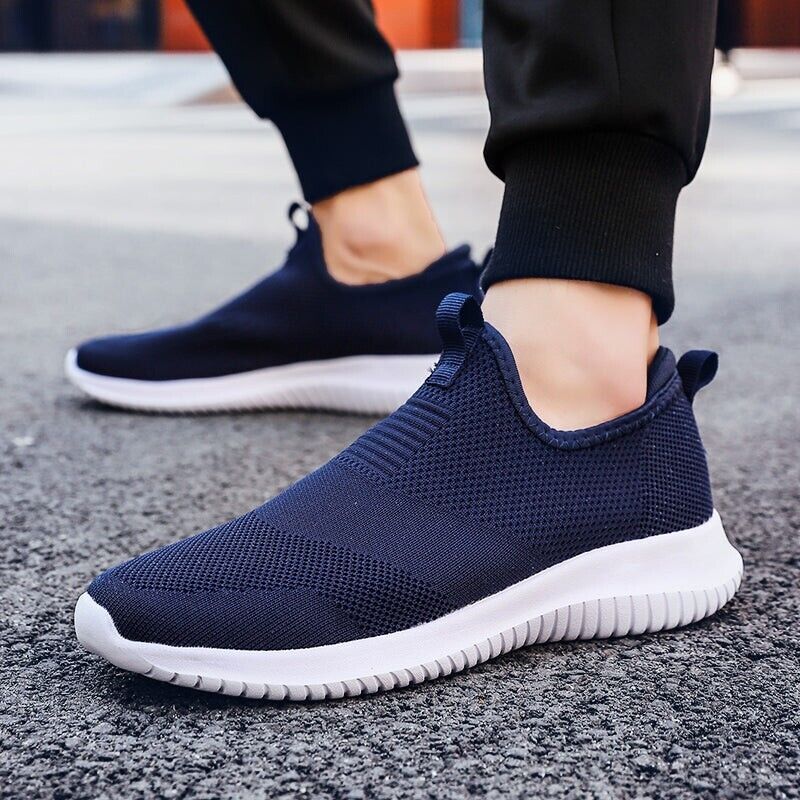 Mens US 10 Navy Blue Lightweight Mesh Knit Slip On Shoes Casual Sneakers Loafers