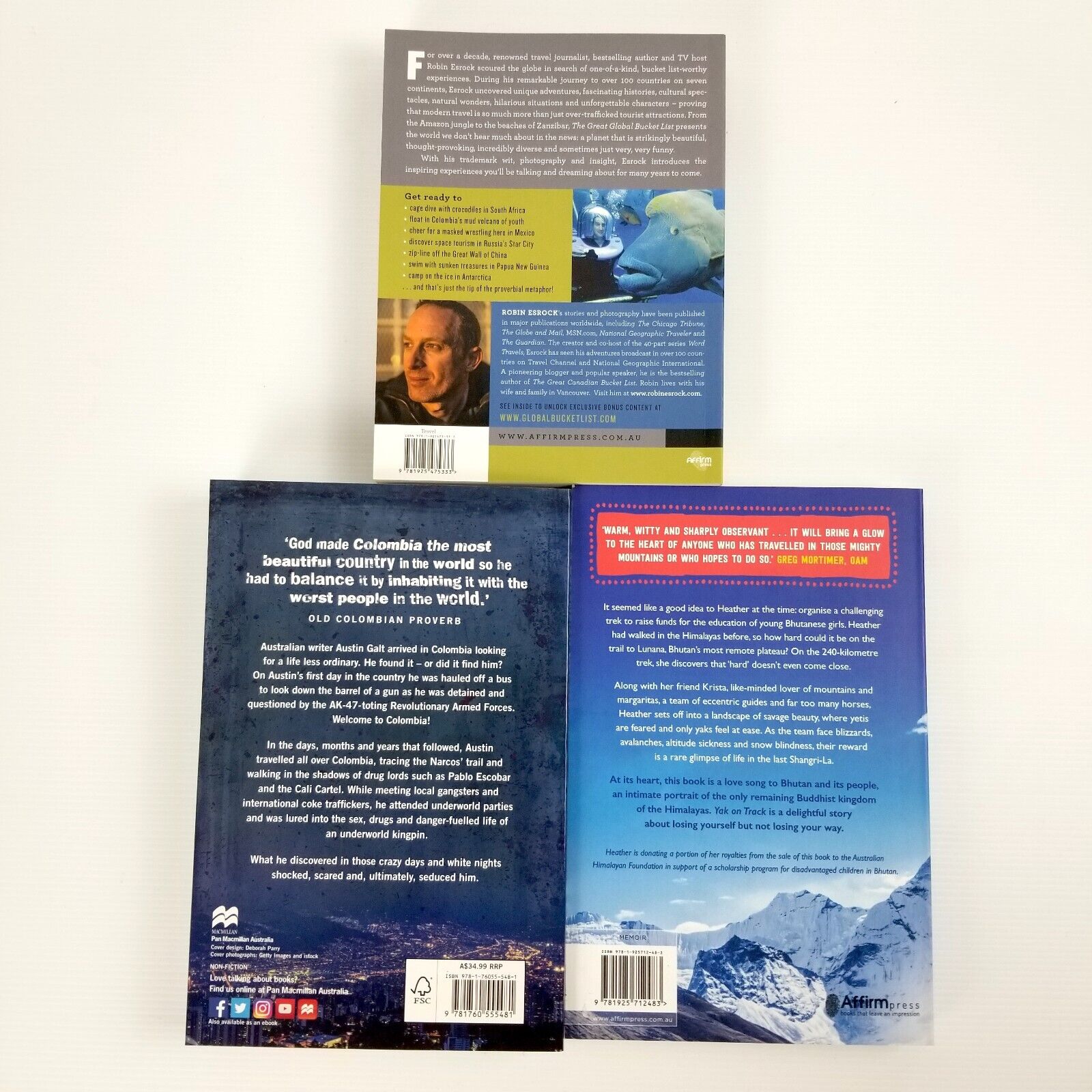 3x Travel Book Bundle: Great Global Bucket List, Yak on Track, White Nights, New