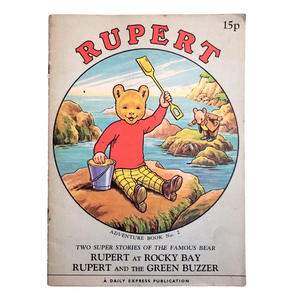 Vintage 1973 Rupert the Bear Adventure Book No. 2 Rocky Bay & Green Buzzer Comic