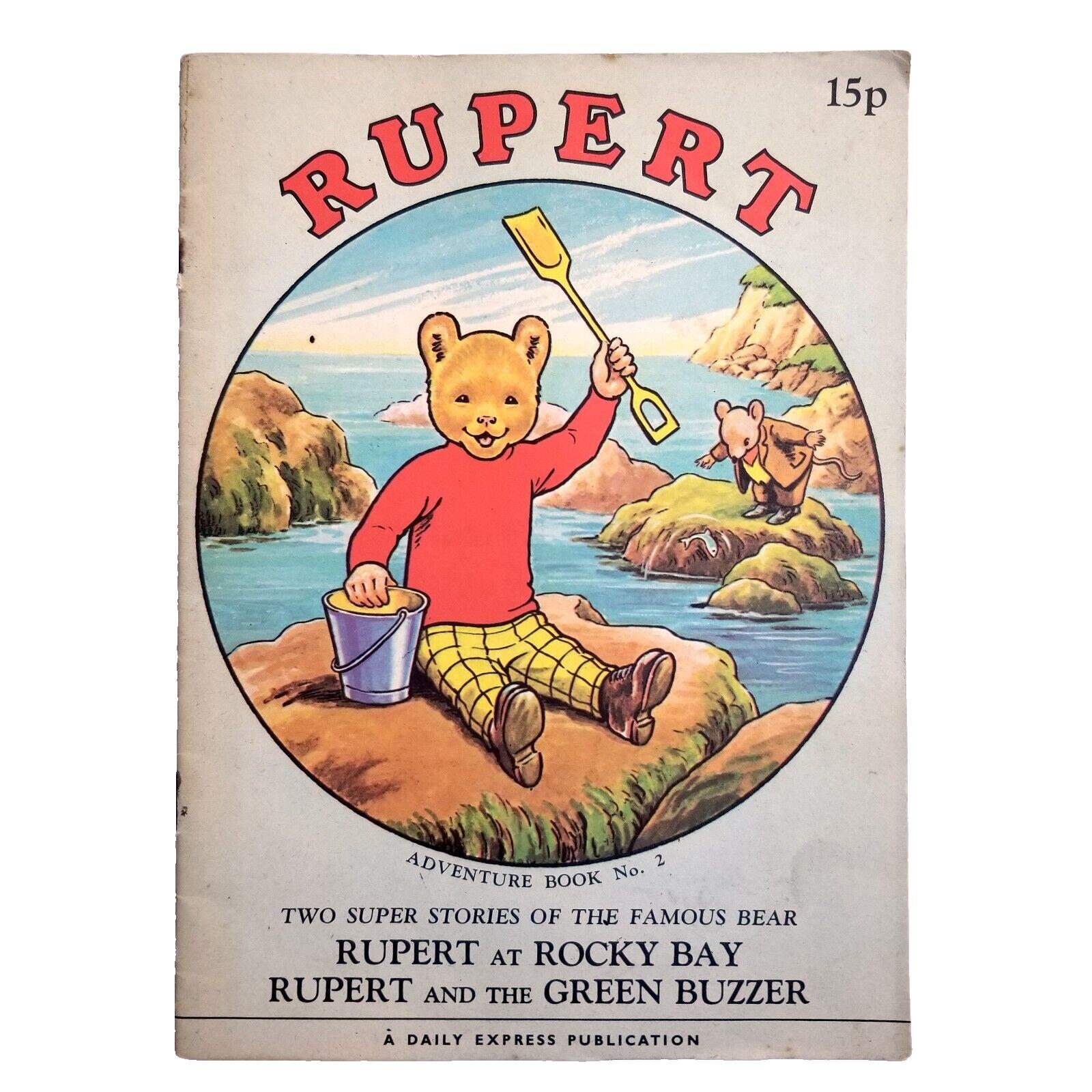 Vintage 1973 Rupert the Bear Adventure Book No. 2 Rocky Bay & Green Buzzer Comic