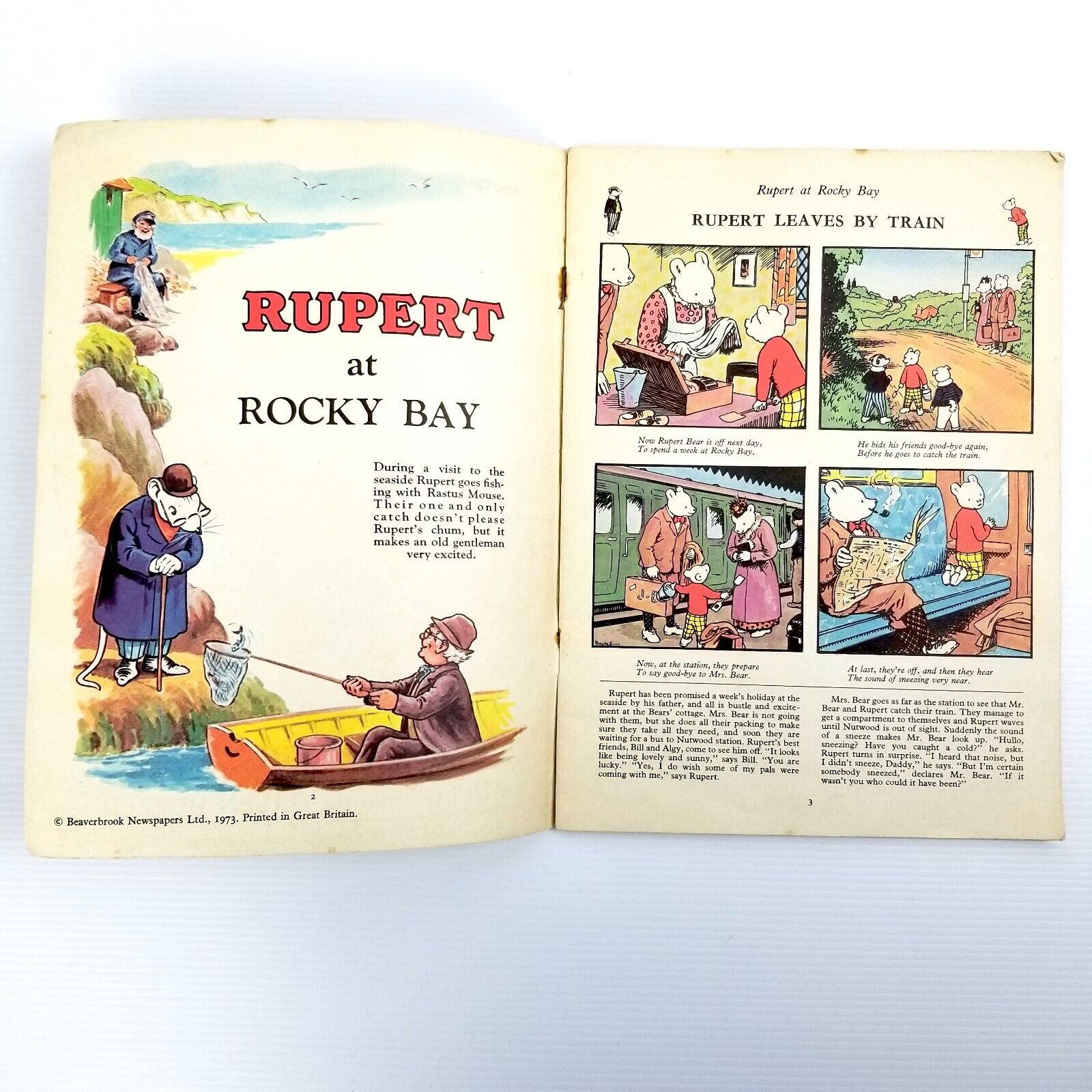 Vintage 1973 Rupert the Bear Adventure Book No. 2 Rocky Bay & Green Buzzer Comic