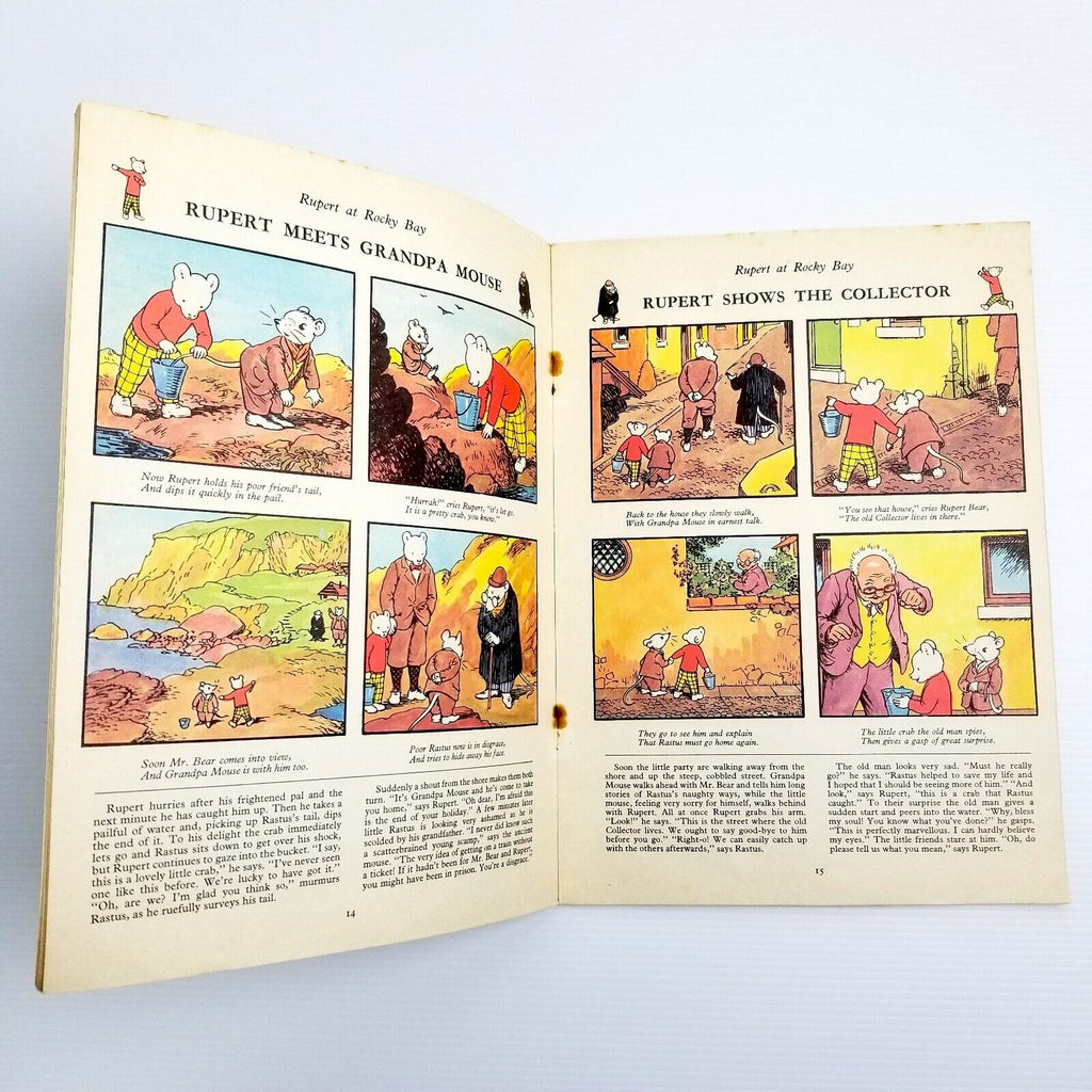 Vintage 1973 Rupert the Bear Adventure Book No. 2 Rocky Bay & Green Buzzer Comic