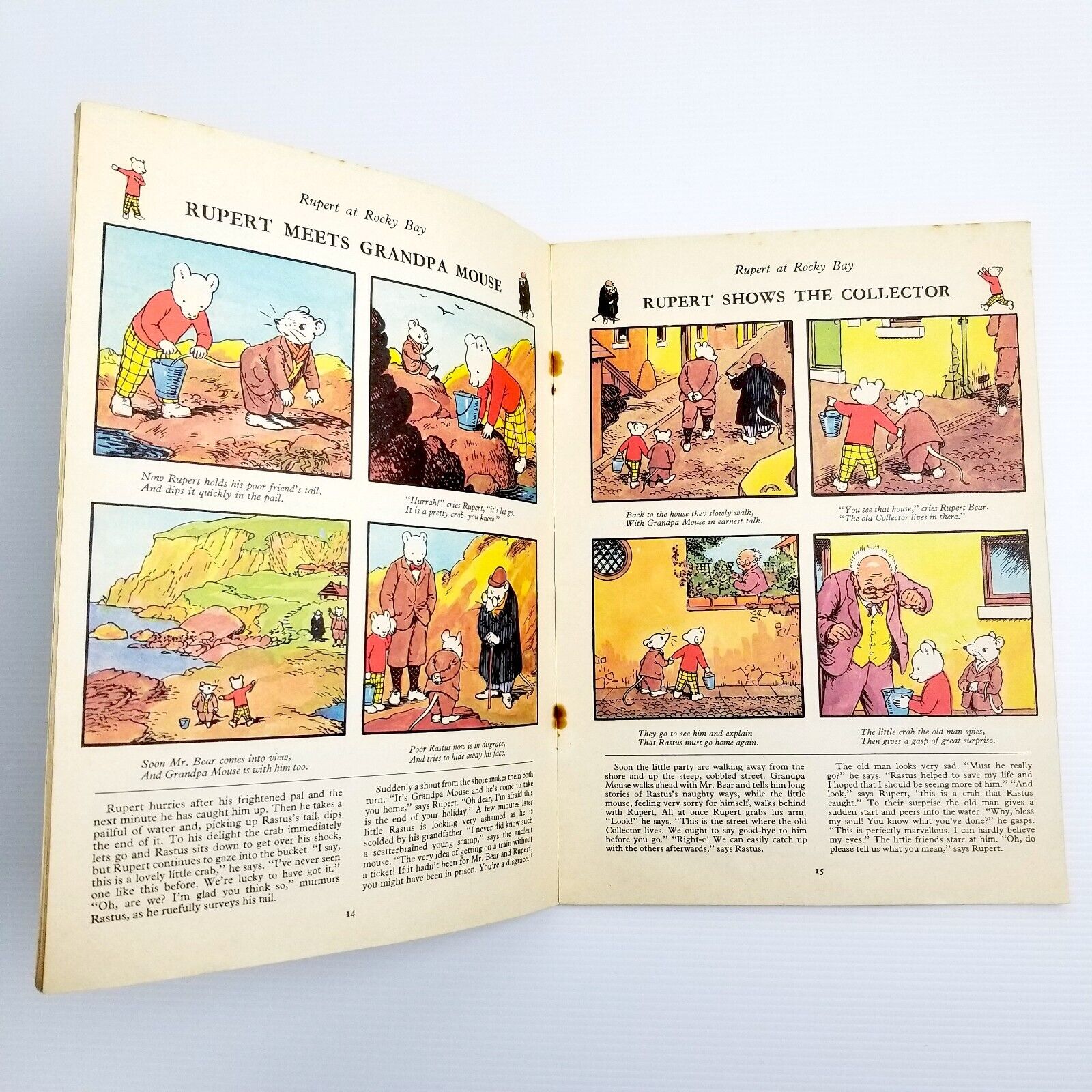 Vintage 1973 Rupert the Bear Adventure Book No. 2 Rocky Bay & Green Buzzer Comic