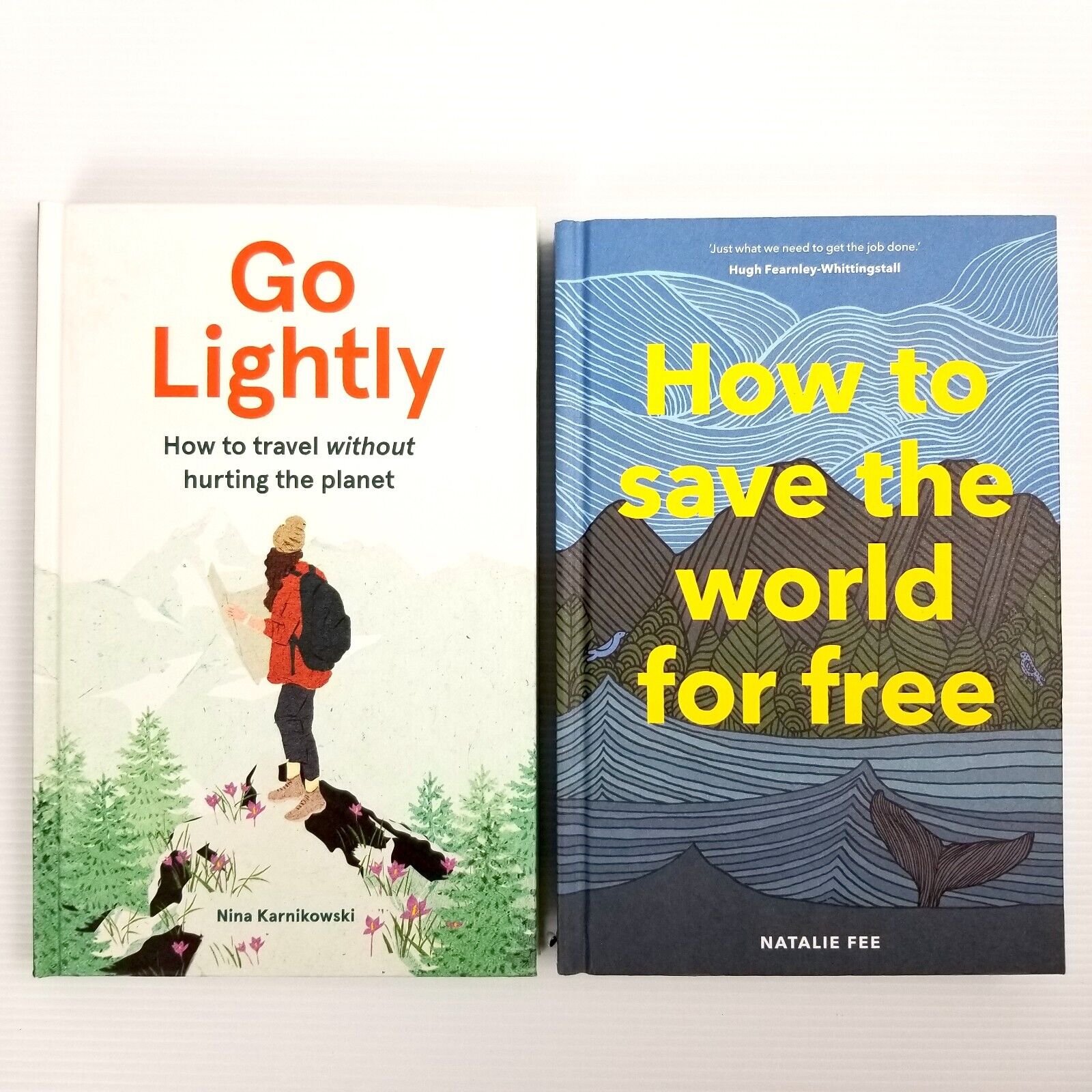 2pcs Go Lightly & How to Save the World For Free, Hardcover, Sustainability Tips