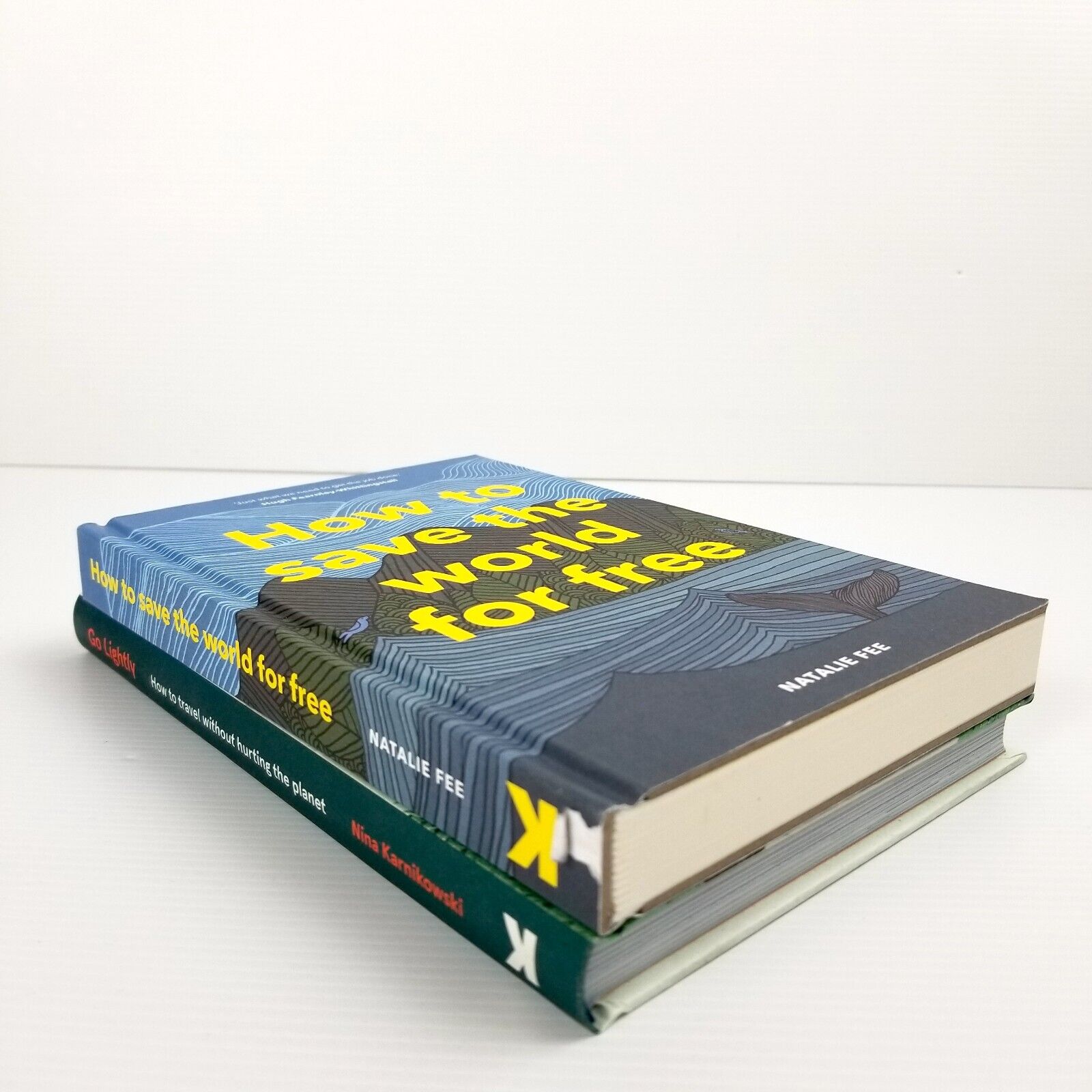 2pcs Go Lightly & How to Save the World For Free, Hardcover, Sustainability Tips