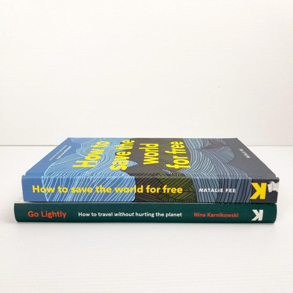 2pcs Go Lightly & How to Save the World For Free, Hardcover, Sustainability Tips