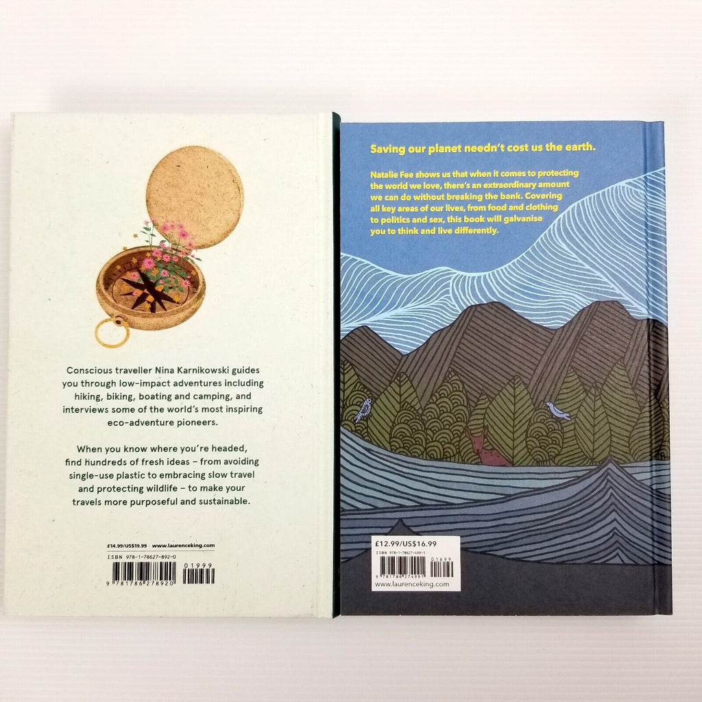 2pcs Go Lightly & How to Save the World For Free, Hardcover, Sustainability Tips