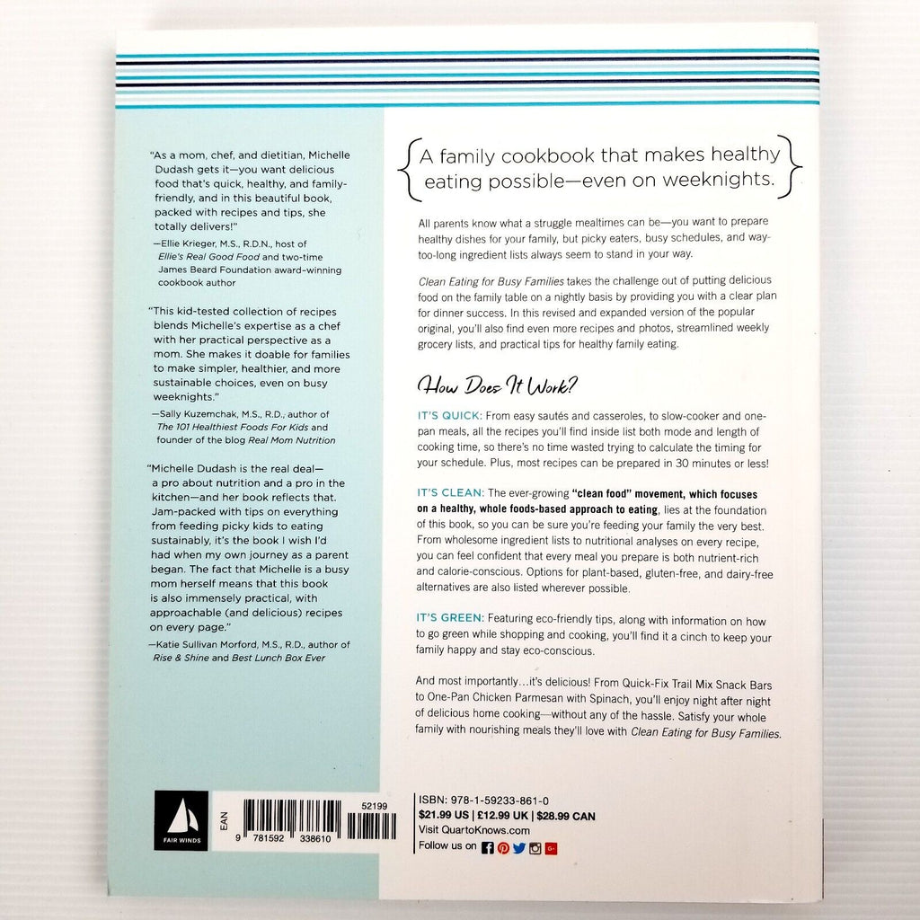 Clean Eating for Busy Families by Michelle Dudash (Paperback, 2019) Cookbook New