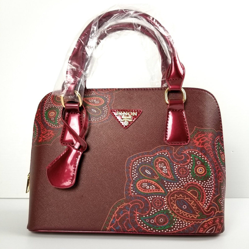 Cherry Red Floral Dotted Indigenous Design Luxury Handbag Purse Shoulder Bag New