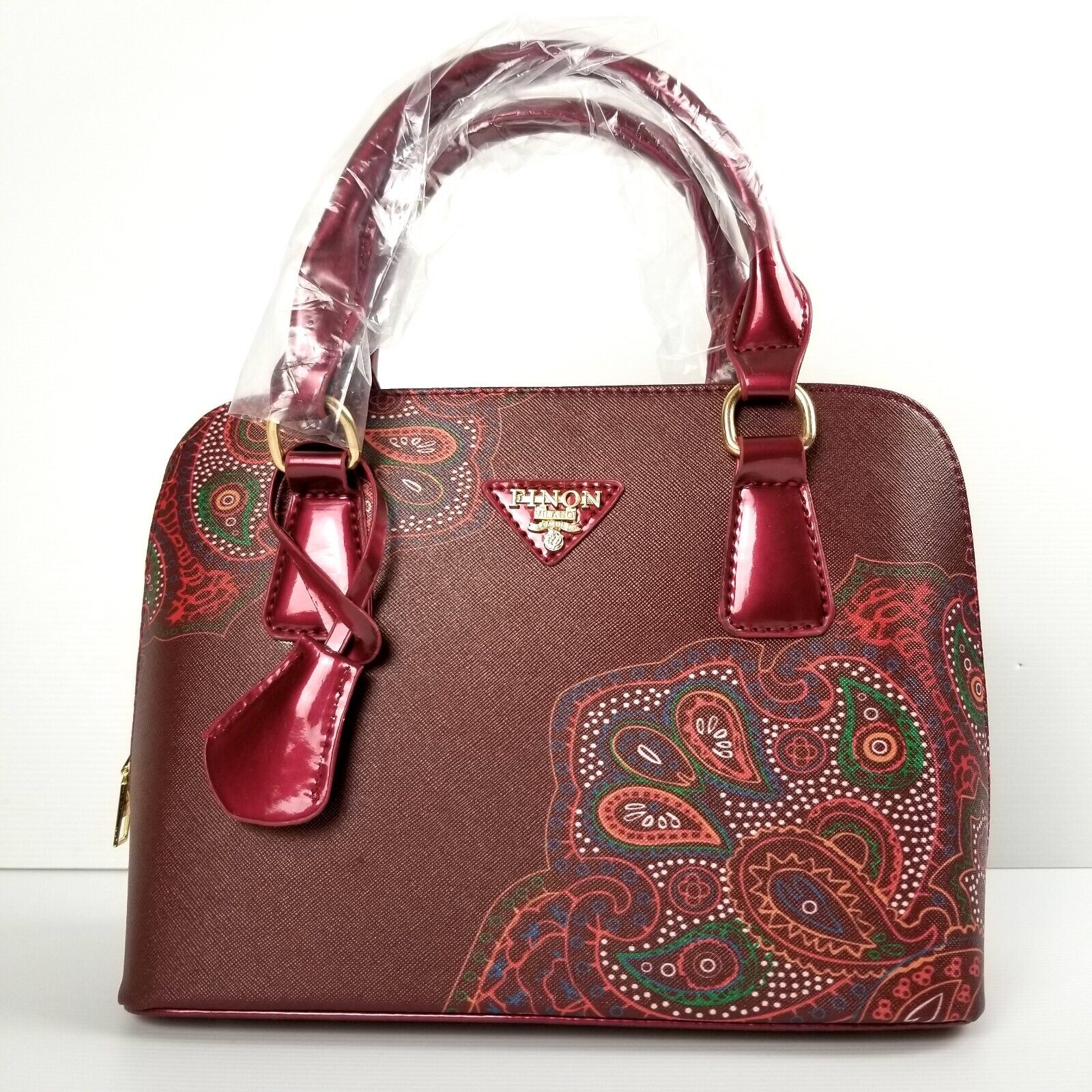 Cherry Red Floral Dotted Indigenous Design Luxury Handbag Purse Shoulder Bag New
